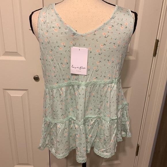 Love,Fire Mint Floral Tiered Tank Top - Picture 5 of 9